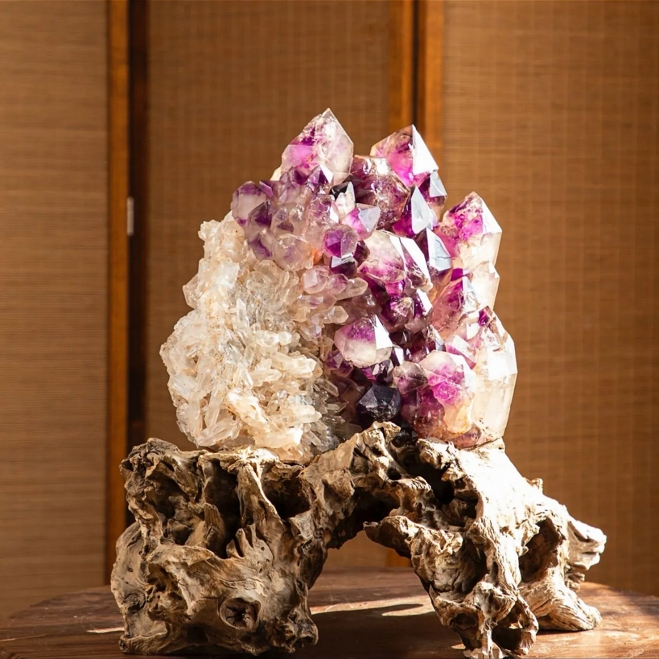 Rare Amethyst clear quartz Crystal decor