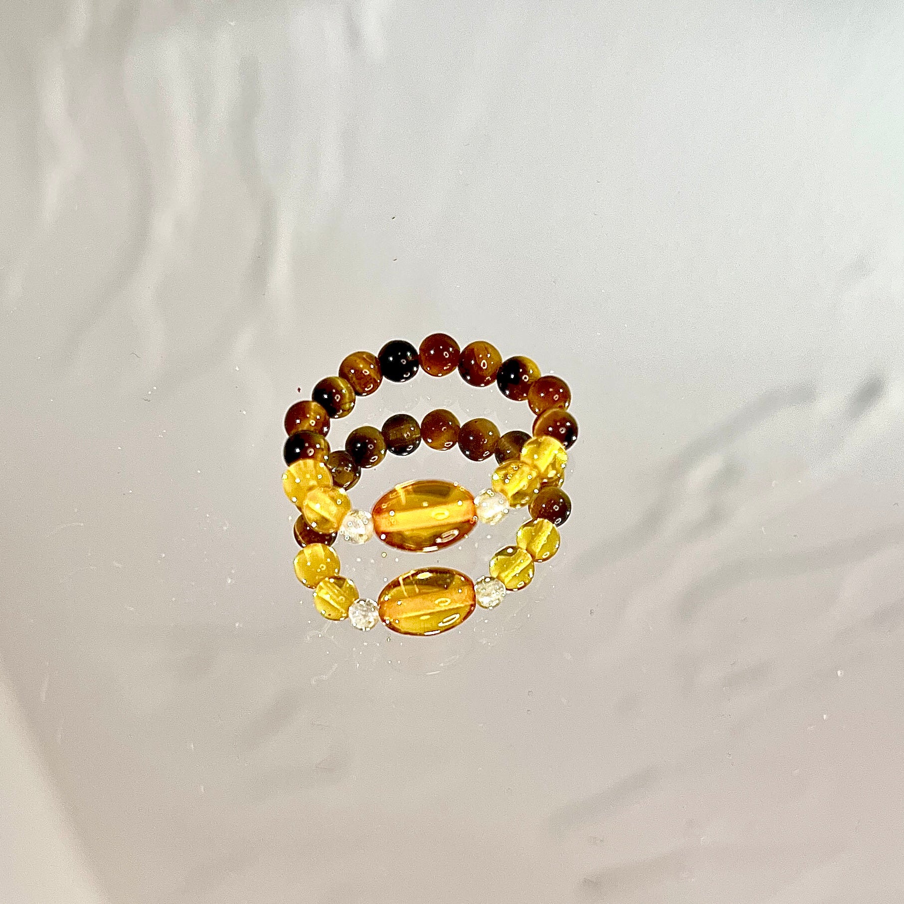 【Five Elements Ring】Earth Essence Ring-Tiger Eye, Amber & Golden Rutilated Quartz - Looziivet