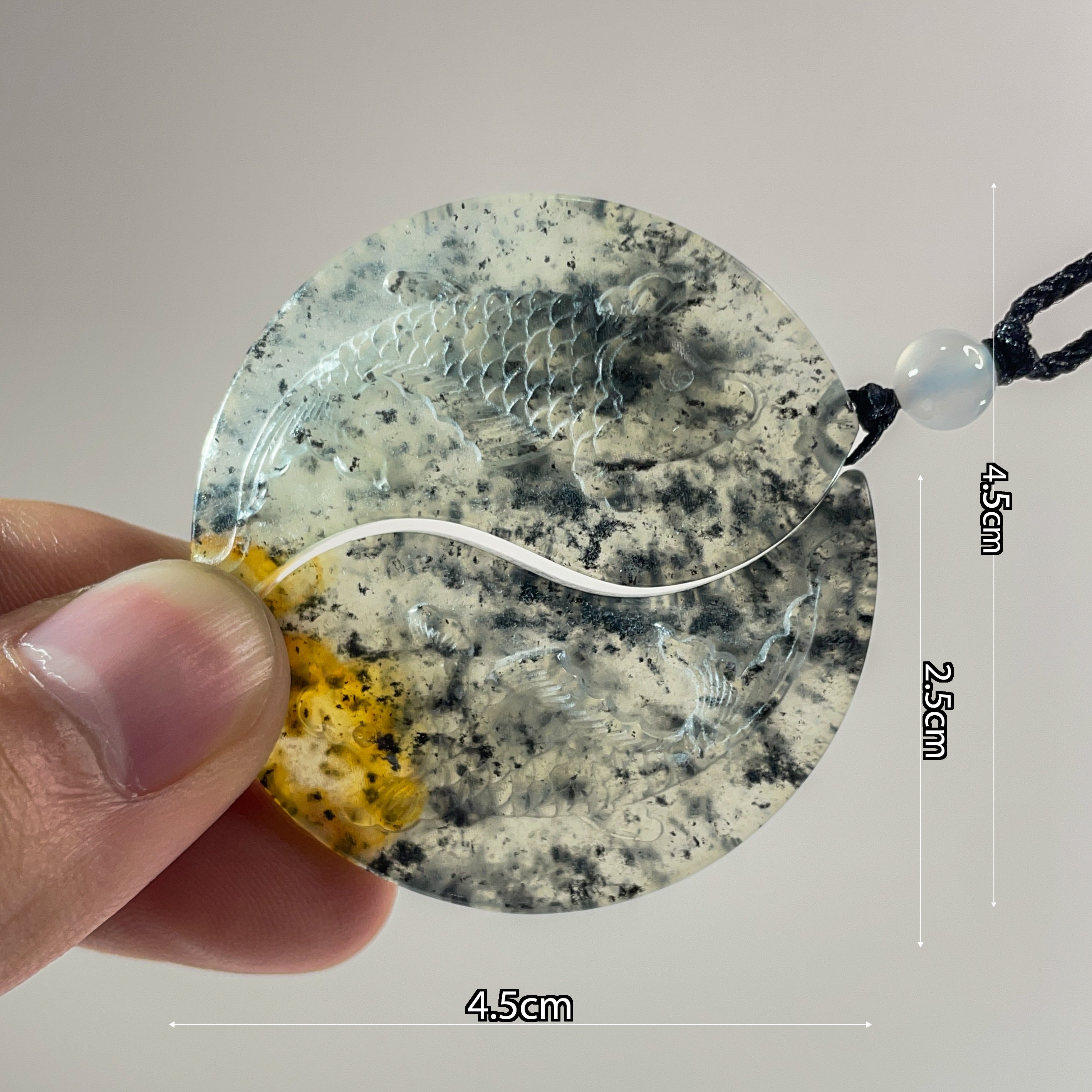 One and Only Handcrafted Double Fish Xiu Jade Pendant - Looziivet