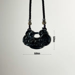 Handcrafted One And Only Black Gold Xiu Jade Peaceful Longevity Flower Lock - Looziivet
