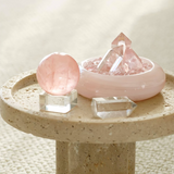 Blush Sanctuary- Heartfelt Crystal Gift: Rose Quartz & Clear Quartz Bowl for Emotional Healing & Spiritual Clarity
