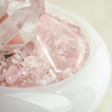 Blush Sanctuary- Heartfelt Crystal Gift: Rose Quartz & Clear Quartz Bowl for Emotional Healing & Spiritual Clarity