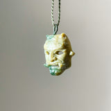 Prajna Mask – One and Only, Handcrafted Masterpiece in Xiu Jade with Green Accents - Looziivet