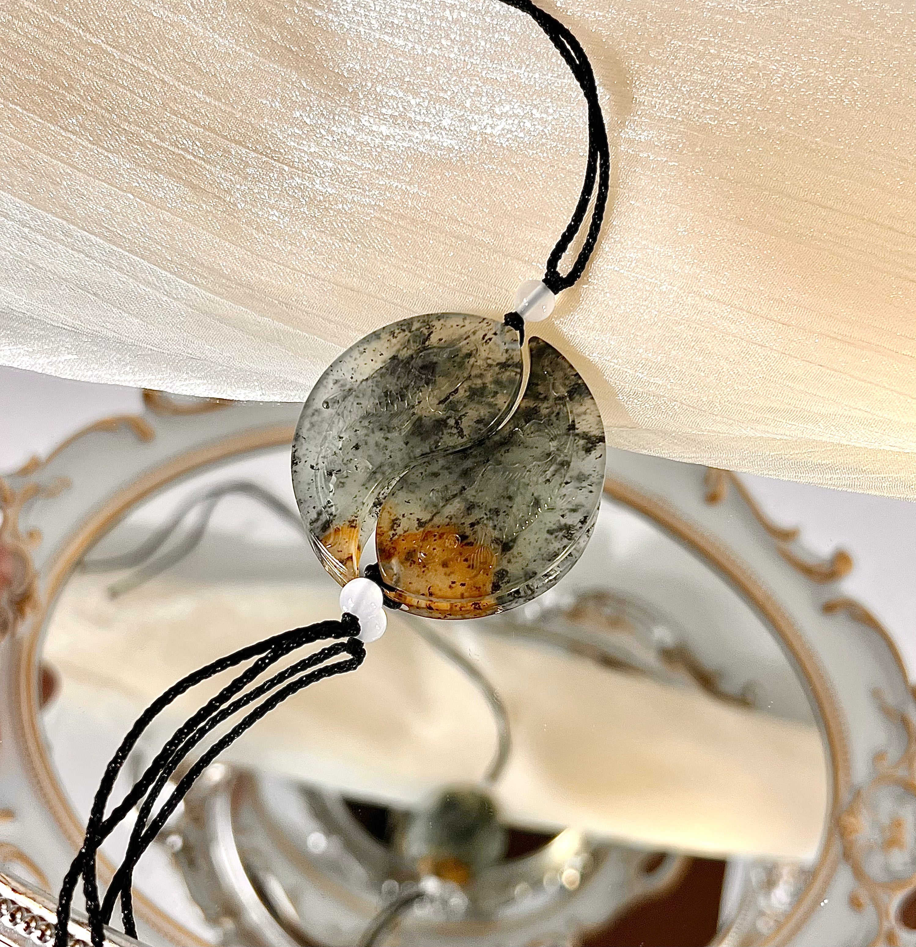 One and Only Handcrafted Double Fish Xiu Jade Pendant - Looziivet