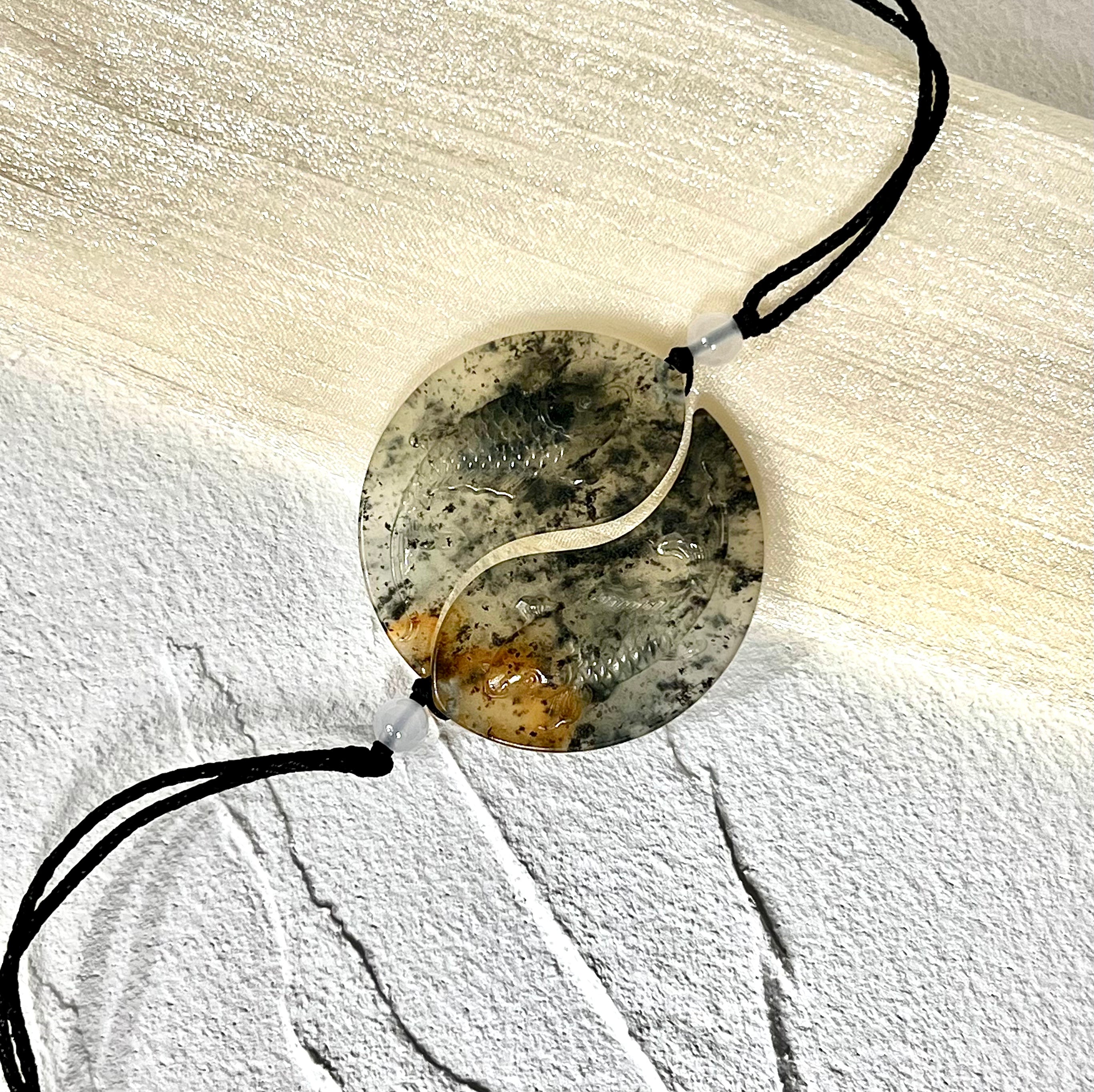 One and Only Handcrafted Double Fish Xiu Jade Pendant - Looziivet