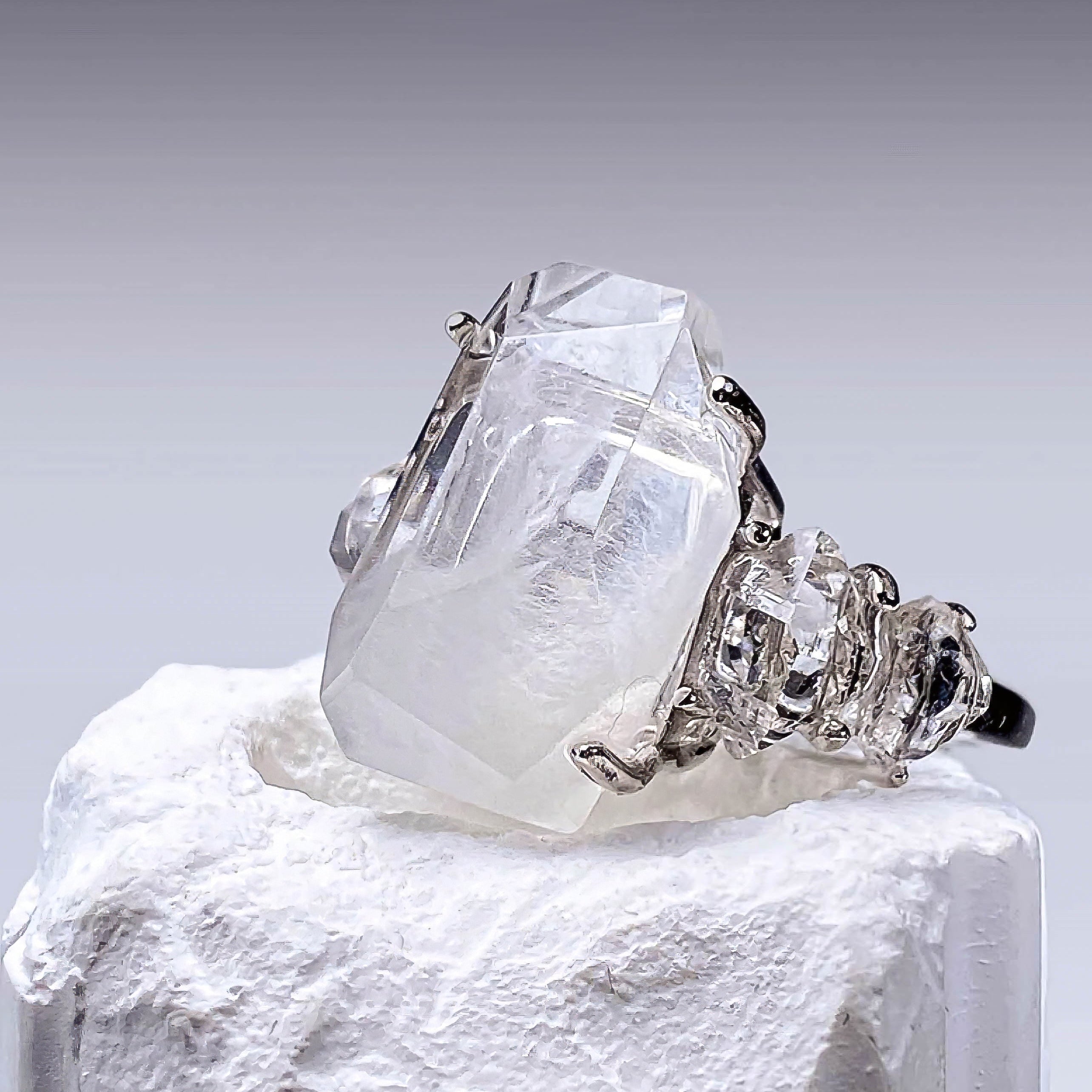 Moonlit Rabbit Fur Crystal Ring