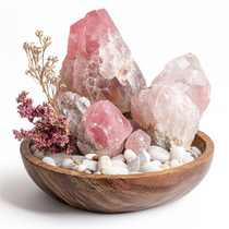 Designed Rose quartz crystal arrangement landscape for home decoration