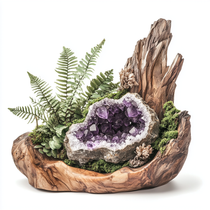 Amethyst crystal geode micro-landscape home decor 