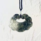 Handcraft Natural One And Only Xiu Jade Peace Longevity  Flower Lock - Looziivet