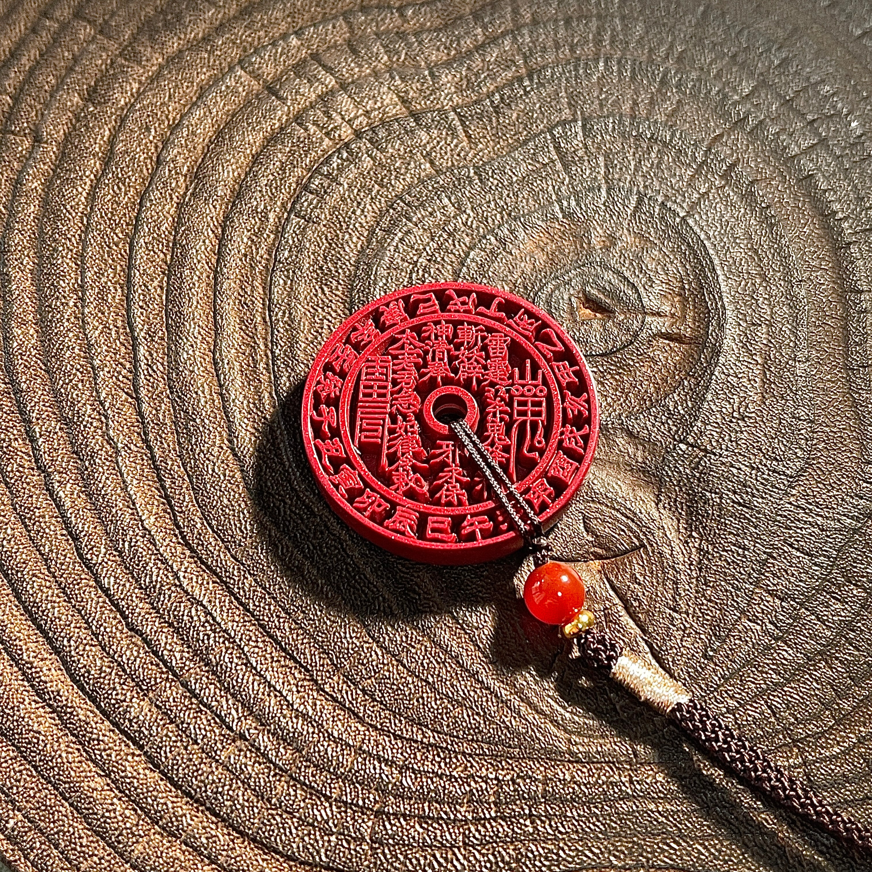 Handcrafted Vermilion Sand Ghost Money Pendant – A Must-Have for Your Birth Year, Essential for Fending Off Tai Sui - Looziivet