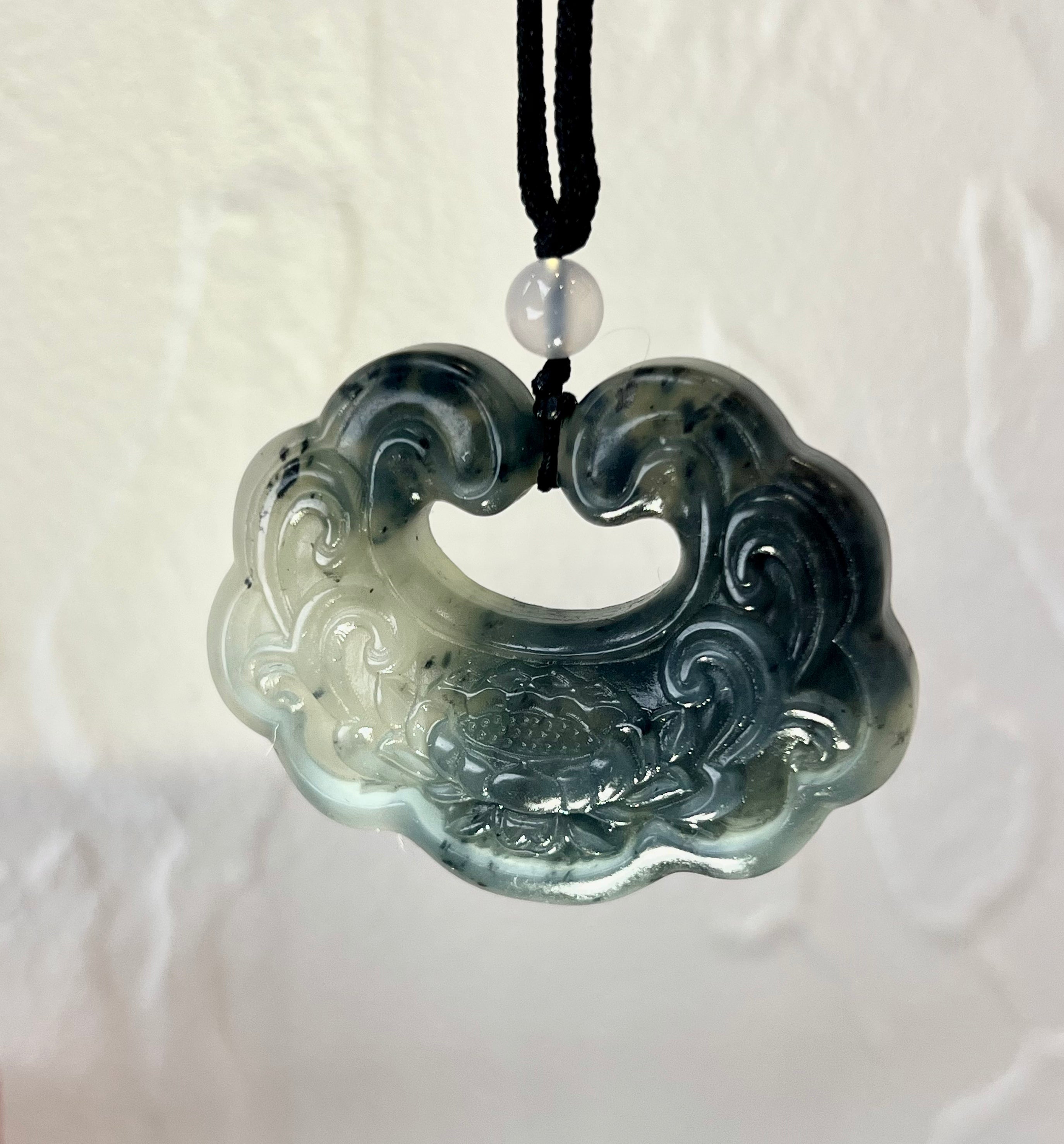 Handcraft Natural One And Only Xiu Jade Peace Longevity  Flower Lock - Looziivet