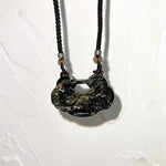 Handcrafted One And Only Black Gold Xiu Jade Peaceful Longevity Flower Lock - Looziivet
